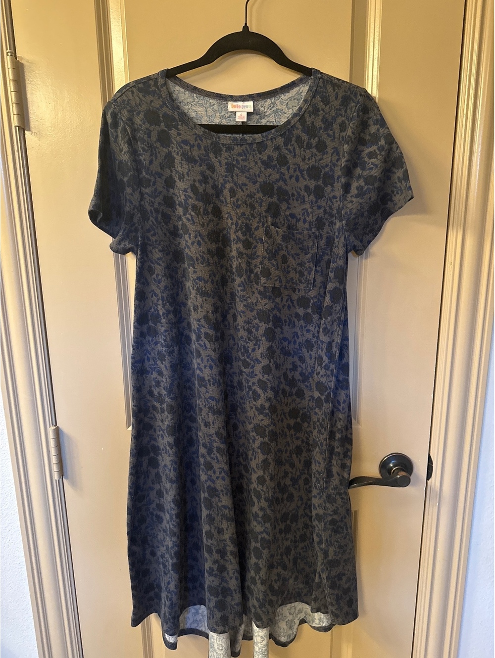 LuLaRoe Blue Floral Pattern Short Sleeve Dress Size Small